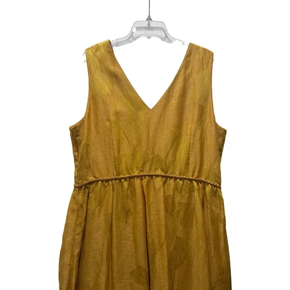 $1998 Lafayette 148 New York Women Yellow Silk Sleeveless A-Line Dress Size 16 - Picture 10 of 12
